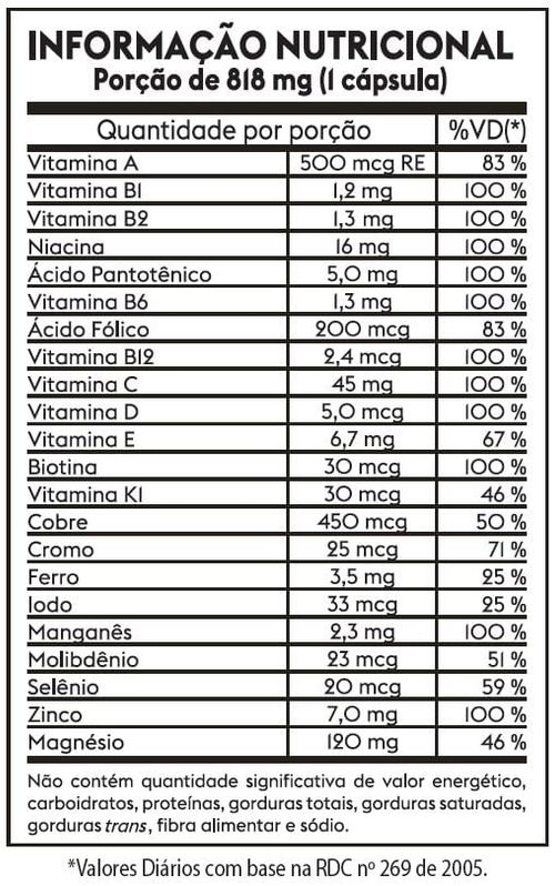 Suplemento Alimentar Mult-Vit Complex Homem HND 60 Cápsulas